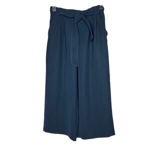 Lululemon Noir Cropped Navy Blue Tie Waist Wide Leg High Rise Size 4